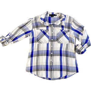 🛍️ Sanctuary Plaid Boyfriend Button Down Shirt Womens Size XS